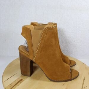 Urban Outfitters Bootie Suede Chelsea Heel Womens 10 Brown Peep Toe Ankle Boot